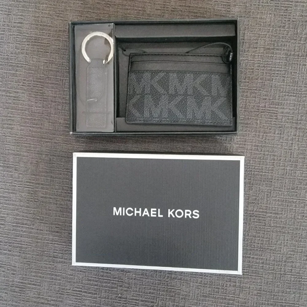 Michael Kors Men's Slim Card Holder with Key Ring Pocket Size